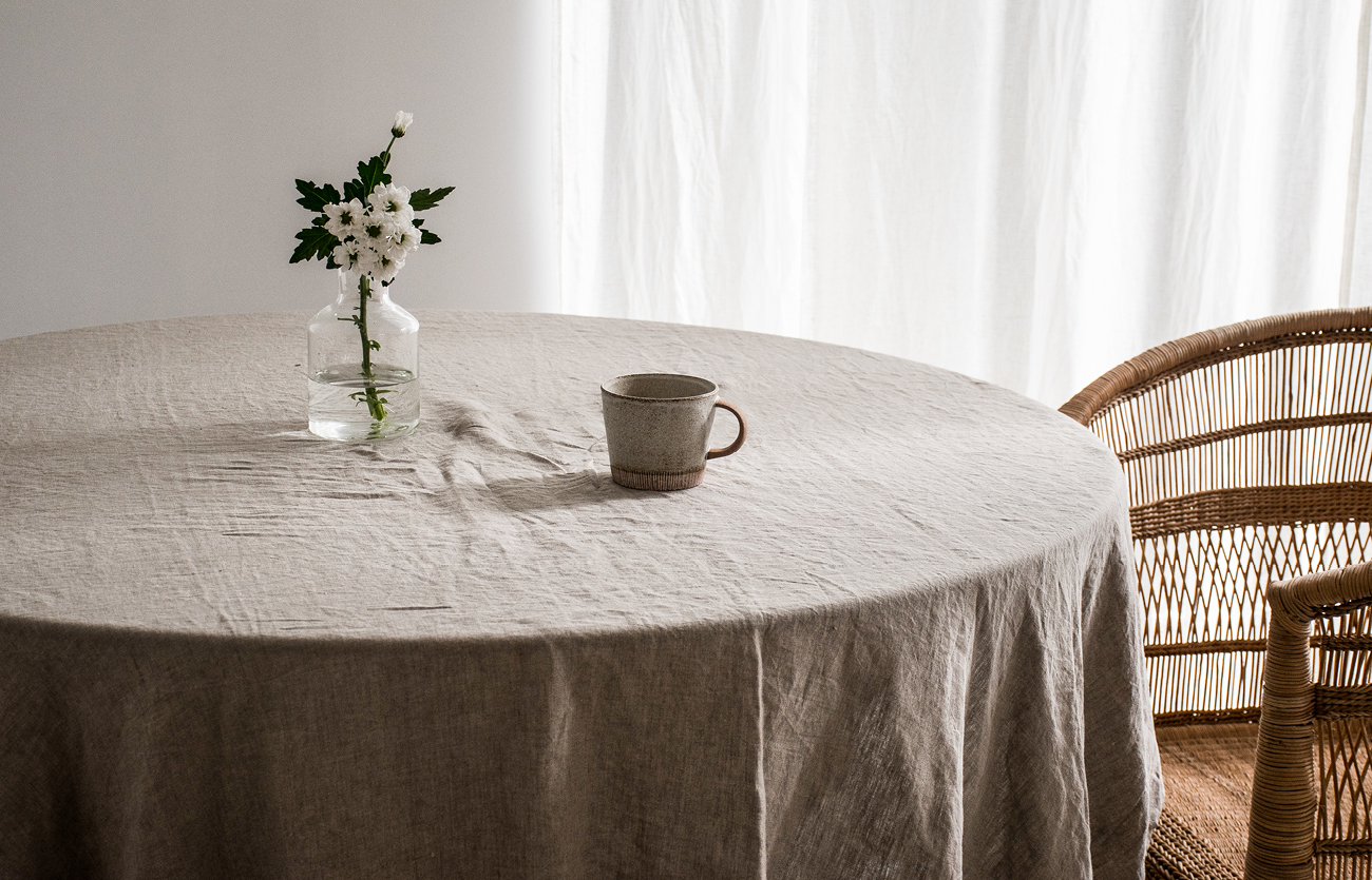 Natural French linen table cloth